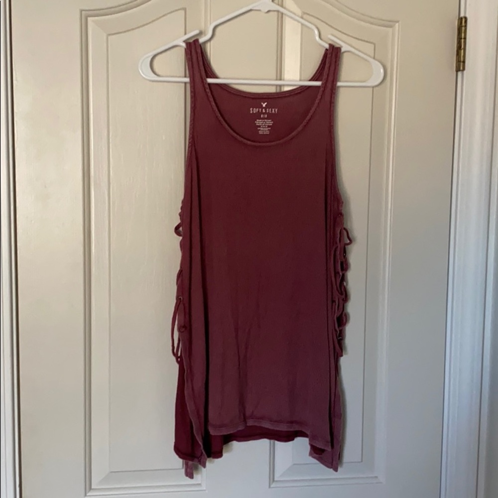 Ribbed, Lace-Up Sides Tank
